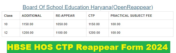 HBSE HOS CTP Reappear Form